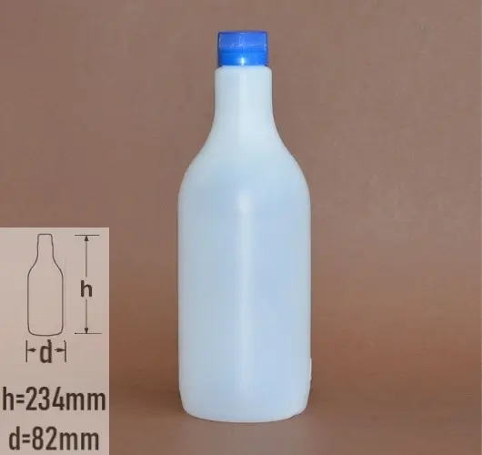 Sticla plastic 750ml culoare semitransparent cu capac cu autosigilare albastru